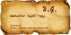 Wehofer György névjegykártya